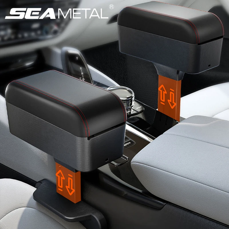 Car Armrest Box Adjustable Height Elbow Rest Pad Storage Universal Interior Arm Rest Seat Gap Organizer