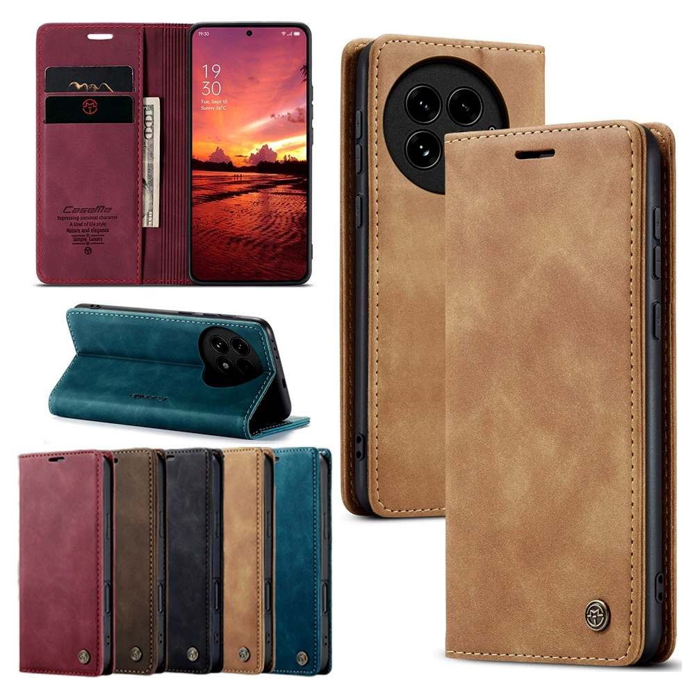Vintage Leather Flip Wallet Case with Kickstand - Shockproof Anti-Fall Phone Cover with Card and Cash Pocket