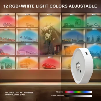 6-Pack LED Sensor Lights with Remote Control, RGB 13 Colors Dimmable, Battery Powered, for Closets, Wardrobes, Cabinets, Stairs 2