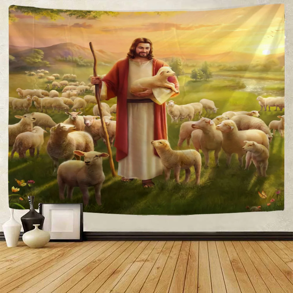Tapestry decor Jesus illustration art tapestry wall hanging Wall Decoration Blanket