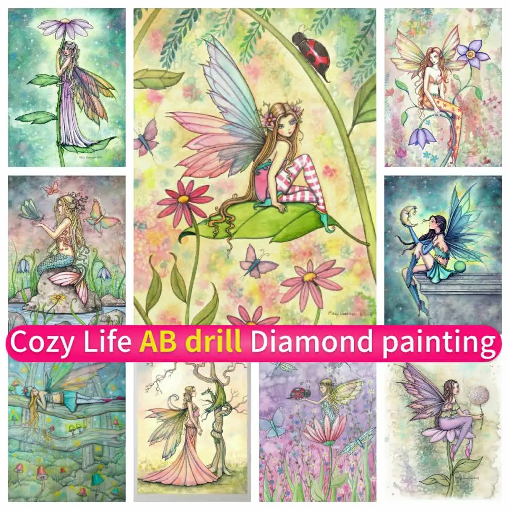 

Beautiful Fairy Fantasy Elf AB Diamond Painting Art Mosaic DIY 5D Corss Stitch Kit Full Drill Round Square Handmade Rhinestones