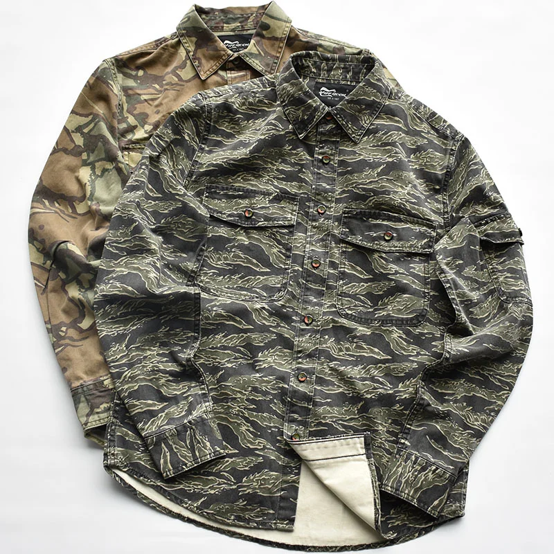 

make to Retro-style old washing fashion men's camouflage cotton long-sleeved shirt jacket in autumn and winter