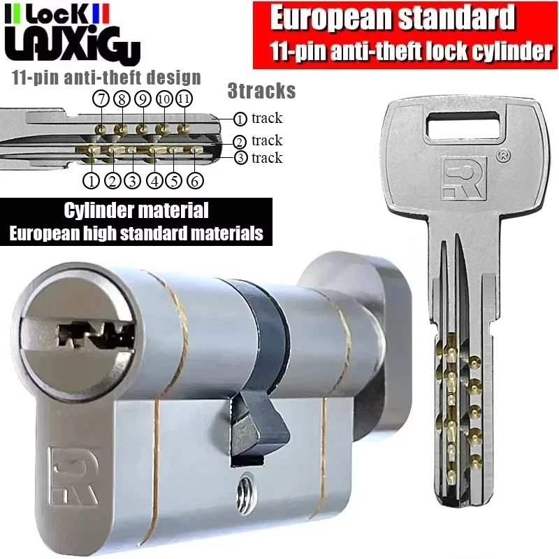 Customization: Same key to open all sizes of cylinders .European standard high quality lock cylinder 11-pin anti-theft Door lock