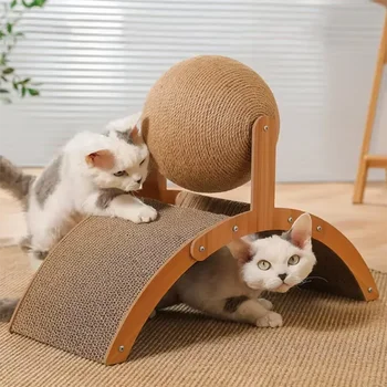 Wooden Sisal Cat Scratching Ball 1