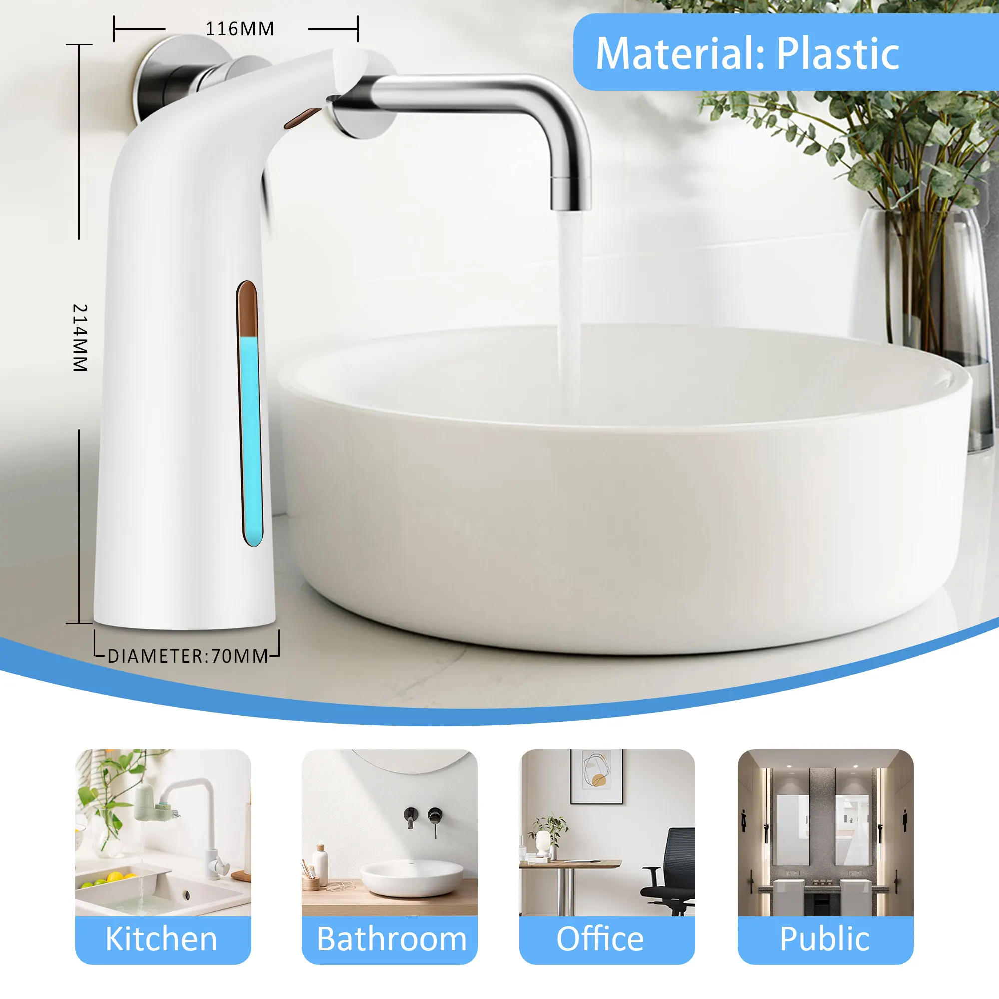 400ML Automatic Soap Dispenser Battery-Operated Touchless Automatic Sensor Hand Sanitizer/Body Wash Kitchen Bathroom Tools