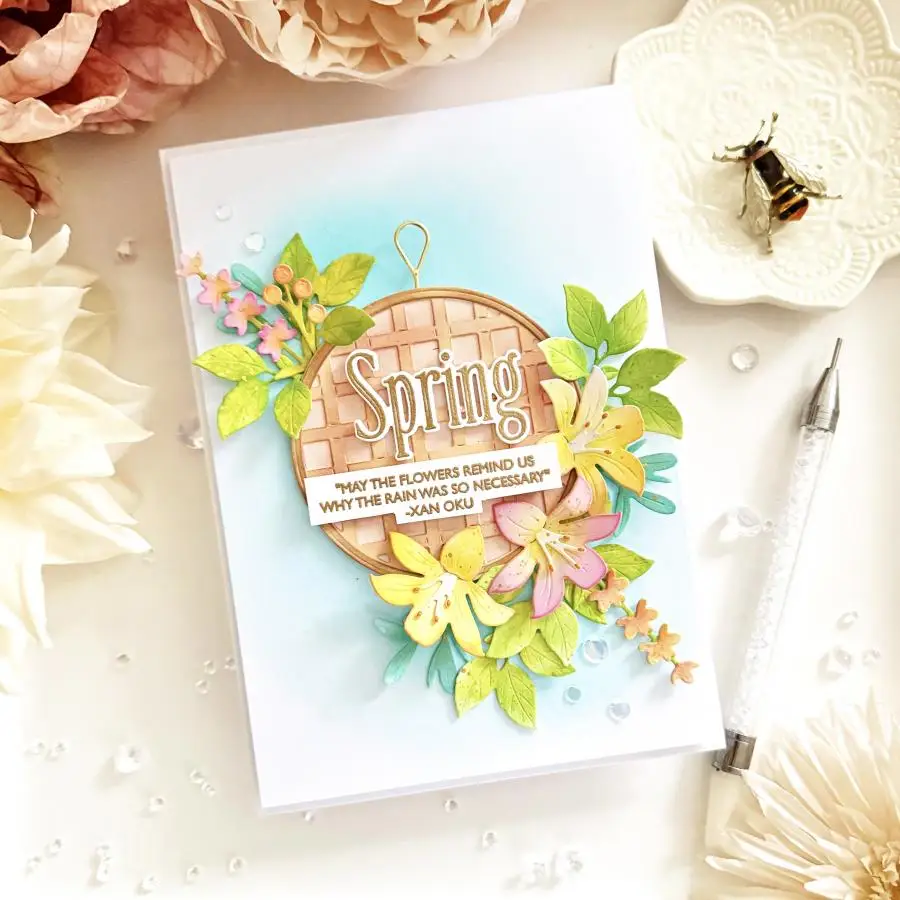 페이퍼트레이 잉크 인투 더 블룸스: 스프링 바스켓 금속 커팅 다이 스탬프 스텐실 DIY 스크랩북 다이어리 핸드메이드 2026년 3월 신제품