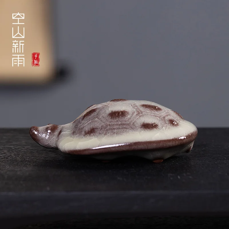 Wealth-attracting Turtle Celadon Small Tea Pet Zen Exquisite Miniatures Tea Figurine Play Toys Tea Statue Ornaments Collection