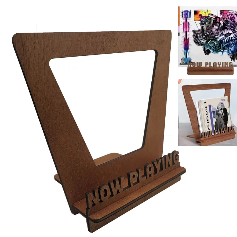 Now Playing Record Holder Wood Record Organizer Album Storage Shelves Holds Up To 5 Long Playing Record For Home Decoration