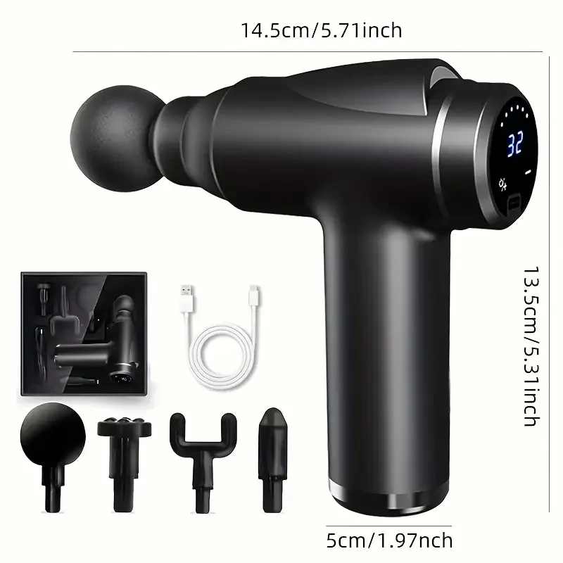 Portable Fascia Gun Vibration Massage Gun with 4 Massage Heads For Body Neck Back Deep Muscle Relaxation Sports Fitness Slimming - Image 6