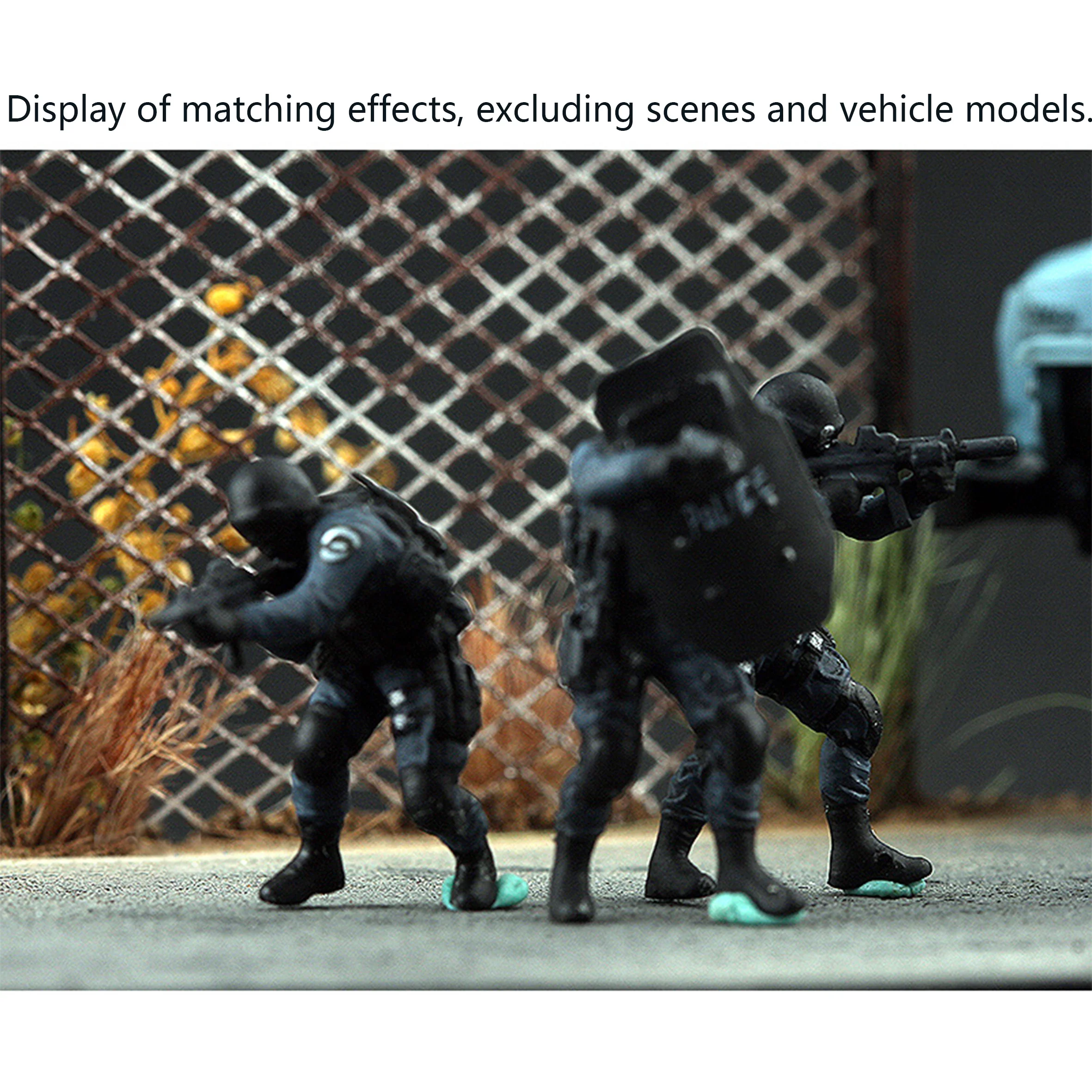 1/72 SWAT City Shield Combat Team Model (3 people) Finished colored soldier model