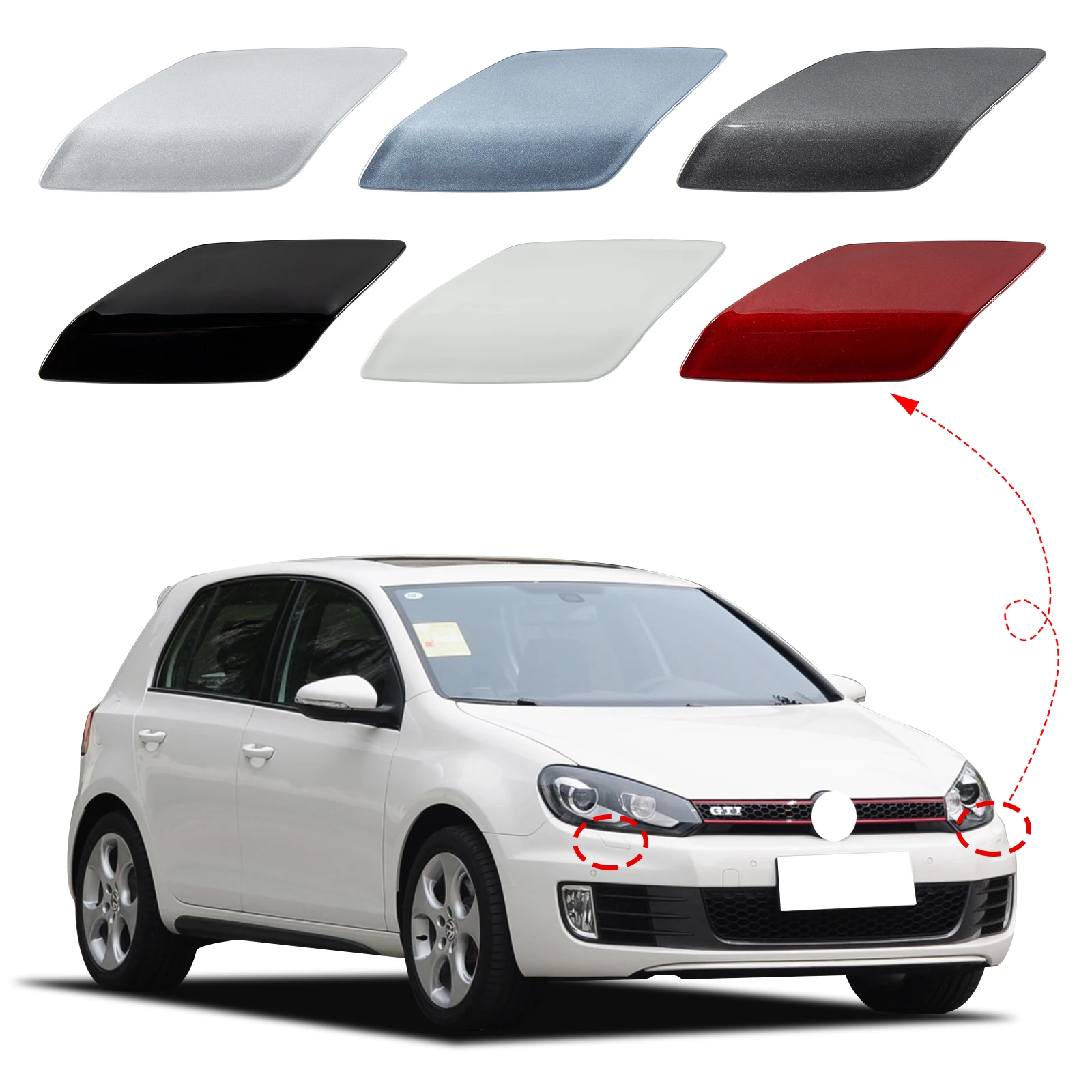 Front Bumper Headlight Washer Cover Cap For VW Golf VI