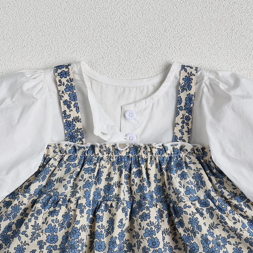 Floral Long Sleeve Baby Girls Bodysuit One Piece