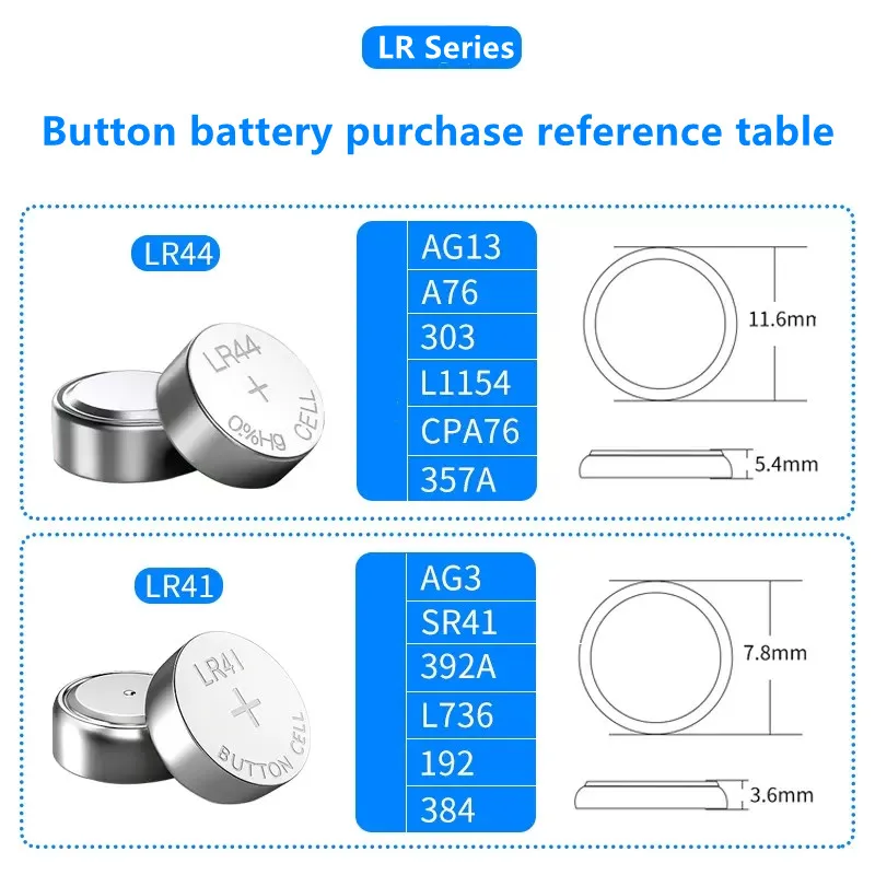 Zellen münze Lithium batterie ag3 1,55 V Knopf batterien sr41 l736 sr41sw cx41 lr41 Lampen kette Finger licht uhr