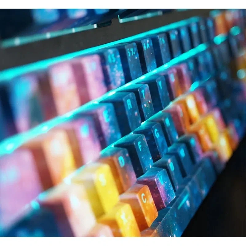 Pintura a Óleo Artística Keycaps Doubleshot Backlit 108 Chaves Verniz de Cozimento de Transferência de Água Keyconjunto Teclado para Interruptor mx Mecânica