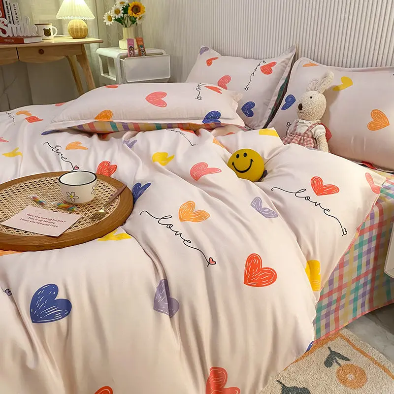 Acquista Set biancheria da letto primaverile Moda Bambini Singolo Doppio  Queen Size Lenzuolo piatto Copripiumino Federa Biancheria da letto Tessili  per la casa