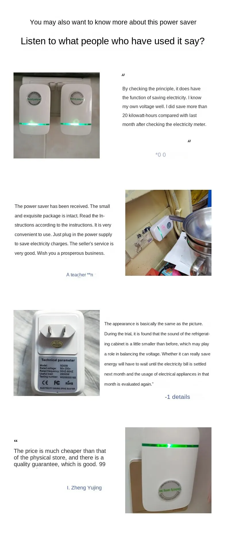 Electricity Compensation Box with Capacitor Bank, Home Power Factor Corrector for Inductive Loads, 90V-250V Universal Plug
