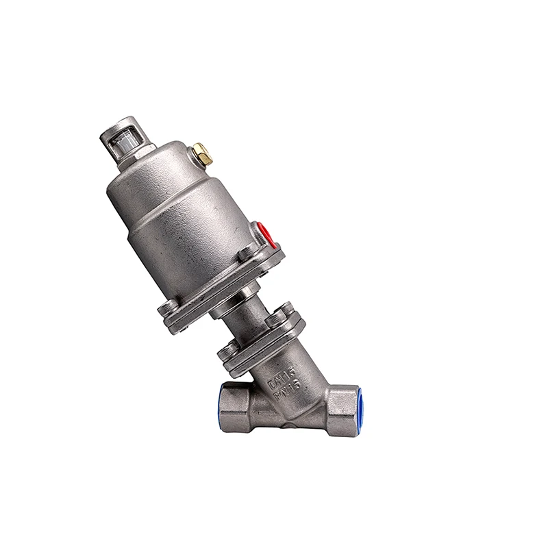 Dn15 Dn20 Dn25 Attuatore Pneumatico In Acciaio Inossidabile Valvola A Sede Ad Angolo Valvola A Sede Pneumatica 16Bar Per Gasolio A Vapore Normalmente 