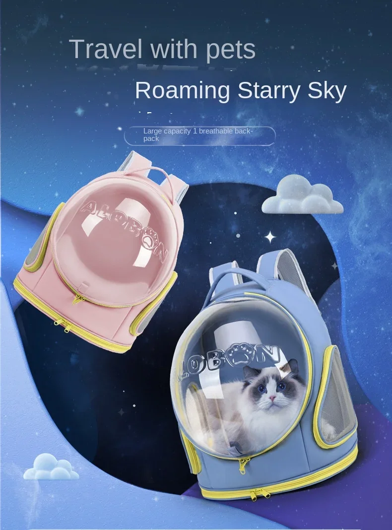 Cat Pet Carrier Backpack Cat Bag Breathable Backpack Portable Transparent Space Capsule Pet Bag Going Out