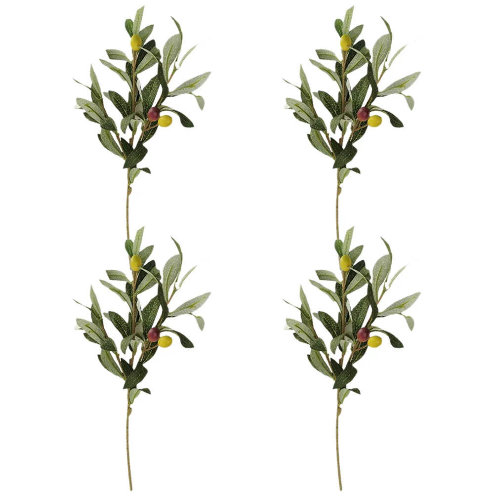 

Olive Branches Stems Simulated with Fruit Encrypted Leaf Wedding Living Room Bedroom Dining Table 4pcs (3-pronged Branch)