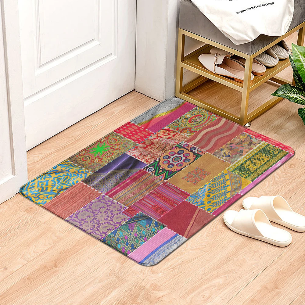 Color Geometric Abstract Anti Slip Bathroom Doormat Carpet Floor Rug Bath Kitchen Living Room Entrance Door Mat for Bedroom