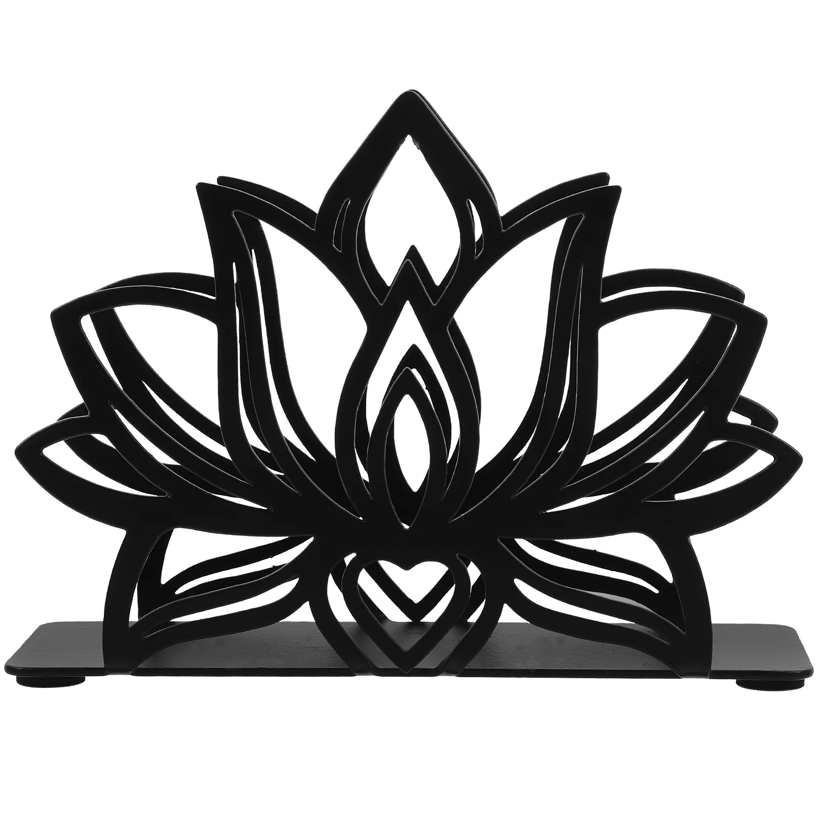 Napkin Holder Lotus Holders for Tables Tabletop Organizer Black Office Iron Napkin Stand Flower Shaped Decorative Racks