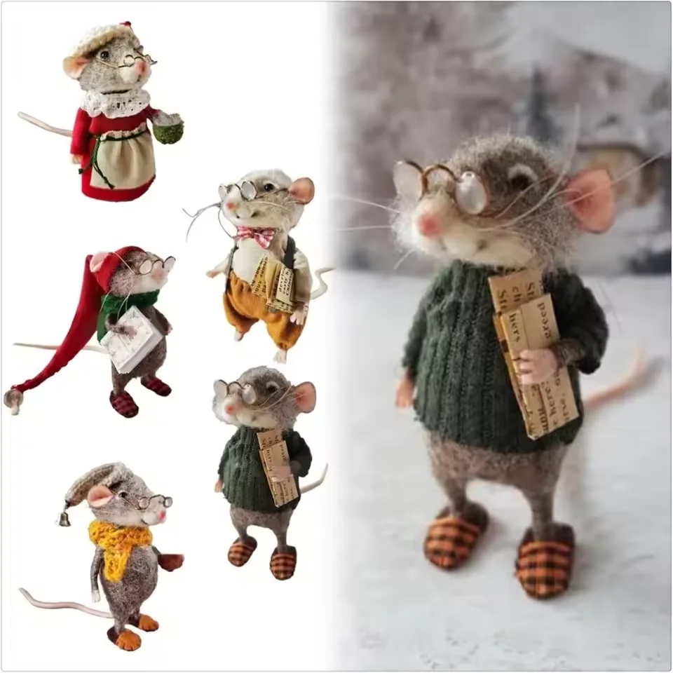 Christmas Needle Felted Mouse Ornament – DIY Handmade Wool Mouse Decoration for Home & Tree