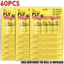 Fly Paper Strips - Safe, Harmless, Powerful Glue for Effective Insect Trapping (4 - Pack) (60 pcs)