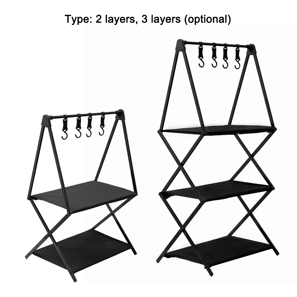 Camping Outdoor Cups Bowls Folding Drying Rack Hung Shelf With Hook Aluminum Alloy Bracket Picnic BBQ Cookware Storage Rack