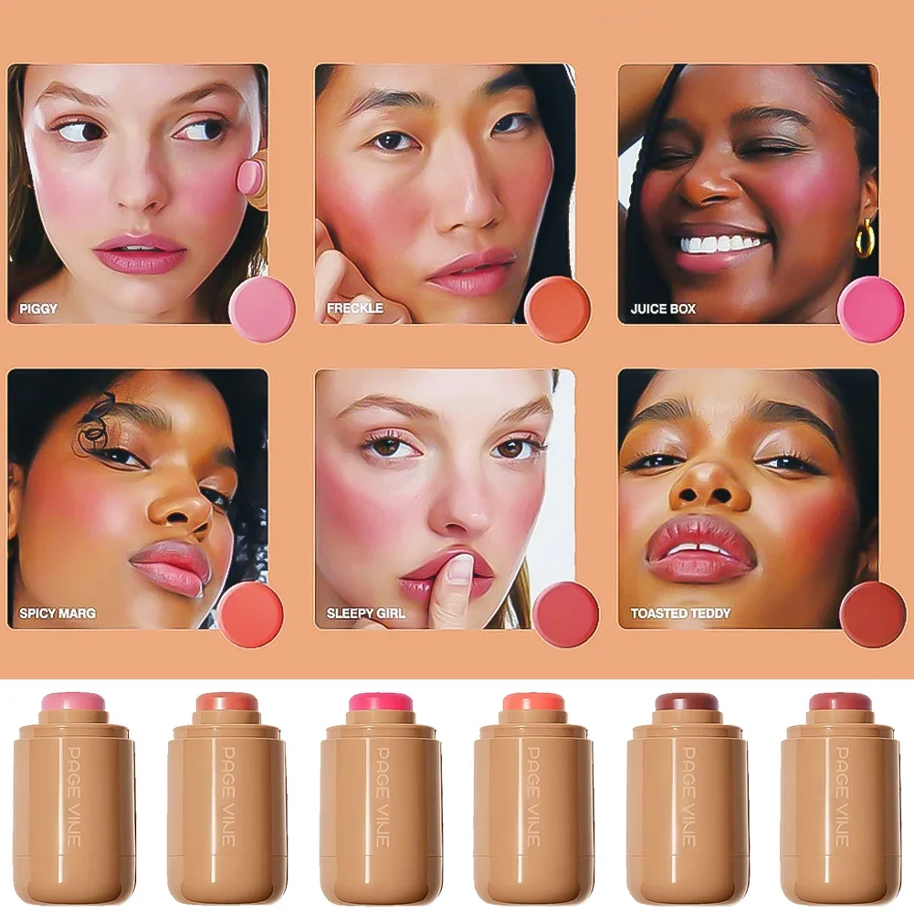 Description Picture 4 of itemMagic Blush Stick 3-in-1 Cheek Lip Tinted Moistured Blush Stick Silky Brighten Blush Cream Blusher Cosmetics Makeup Products