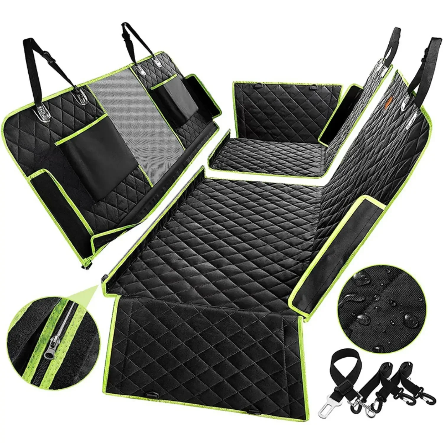 Upgraded 6-in-1 Dog Car Seat Cover for Back Seat, Waterproof Dog Car Hammock, Nonslip Seat Cover for Cars Trucks and SU