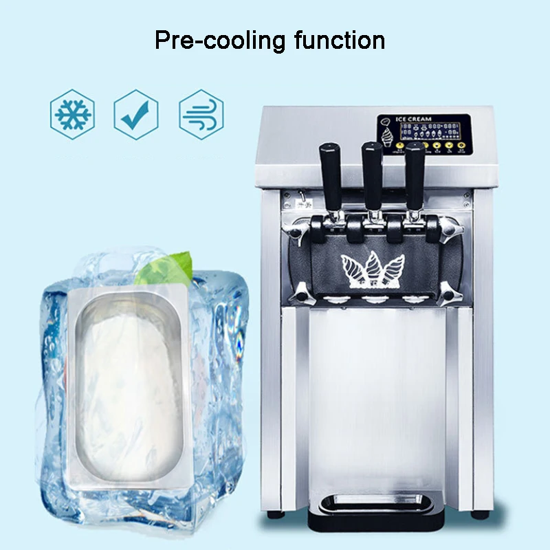 Soft Ice Cream Machine Commercial Automatic Intelligent Desktop Pre cooling Large capacity Small Ice Cream Cone Maker