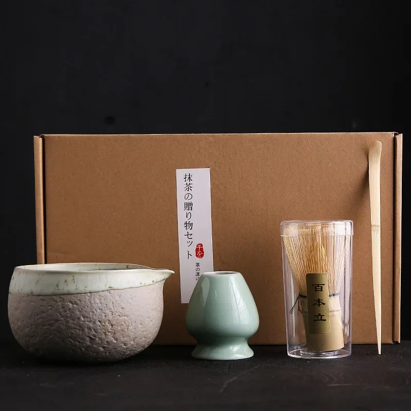 Japanese Matcha Tea Set Bamboo Tea Brush Ceramic Bowl Composition Chinese Traditional Handmade Tools Holiday Gifts