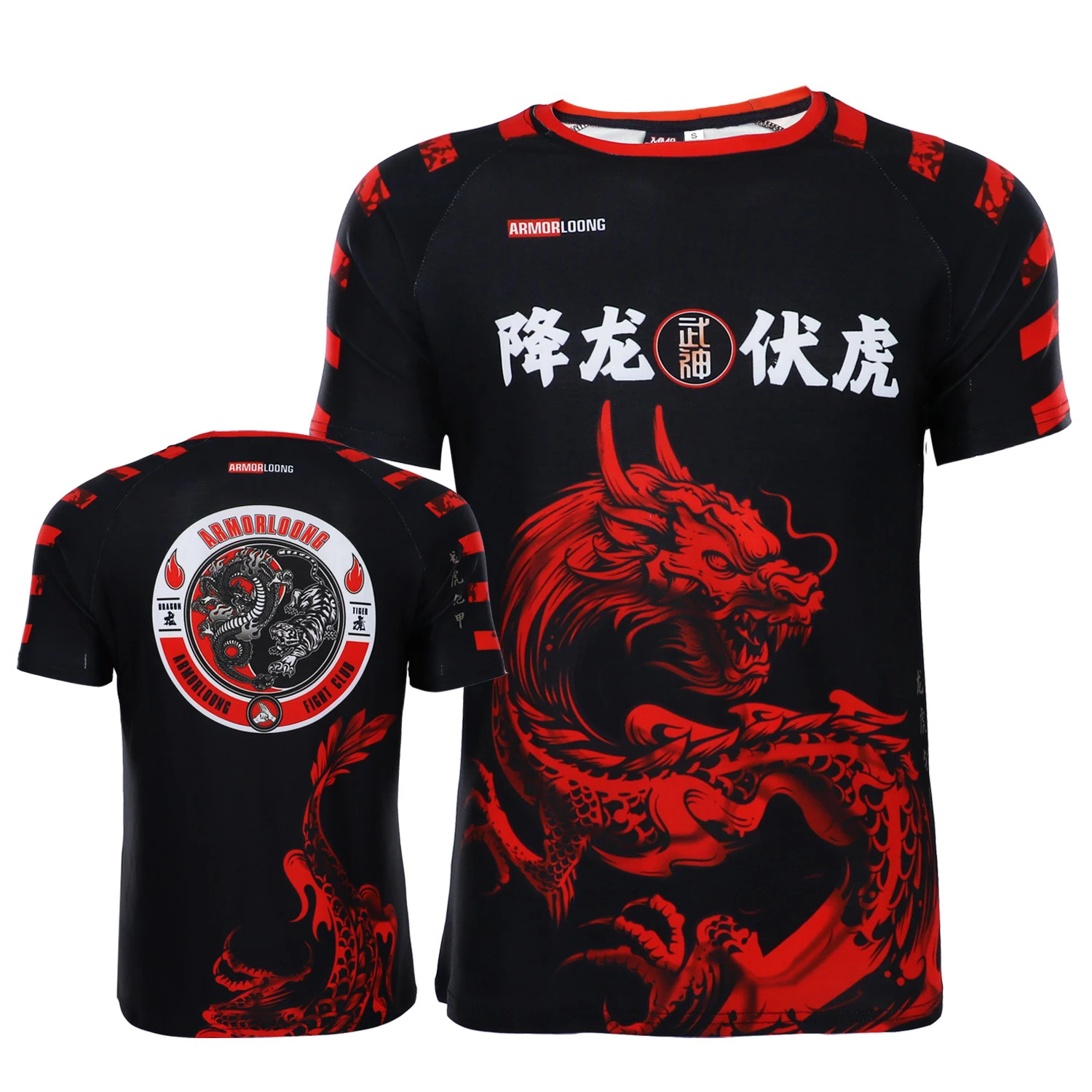 Sports Apparel Rashguard Jiu Jitsu Grappling Fight MMA Shorts Gym Training Muay Thai Pants Kick Boxing T Shirt Men Red Dragon Thai Box Clothes