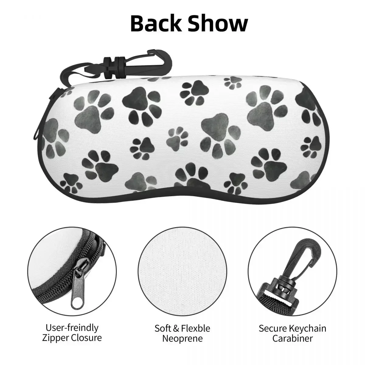 Dog Paw Pattern Glasses Case Lightweight Eyewear Storage Box Outdoor Travel Portable Anti-Pressure Sunglasses Case Pouch