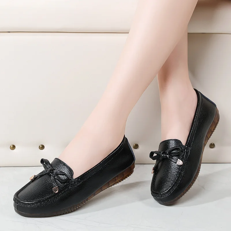 Autumn Fashion Sneakers Women Shoes Women Flats Loafers Round Toe Genuine Leather Women's shoes Flat Casual Walking Shoes
