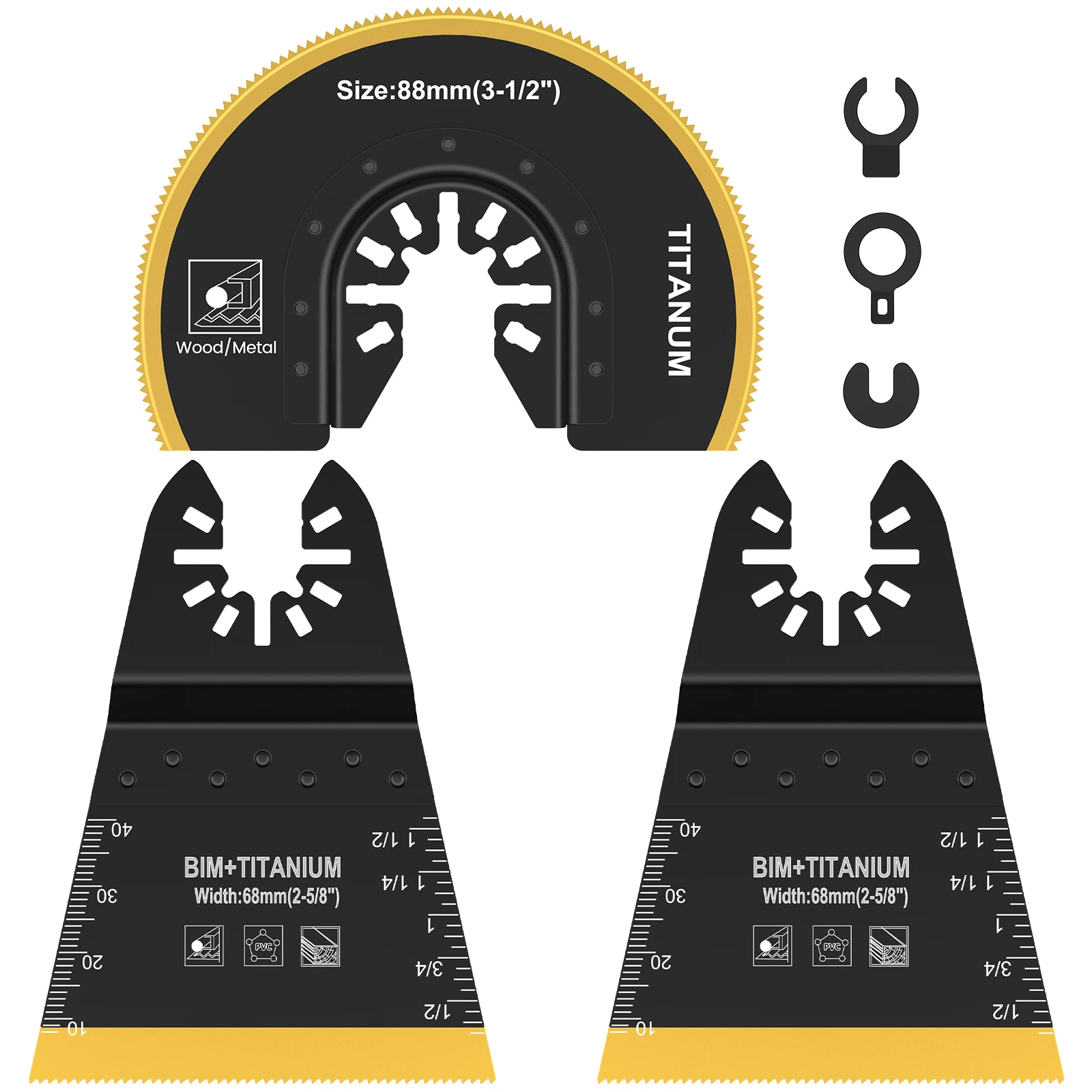 

3Pcs 68mm Titanium Bi-Metal Oscillating Saw Blade Durable Semi Circle Flush Cut Oscillating Multitool Blades Universal Cutting