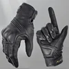 Retro Leather Black Motorcycle Gloves Men Summer Perforated Breathable Motocross Gloves Touch Screen Moto Racing Equipment Glove 1