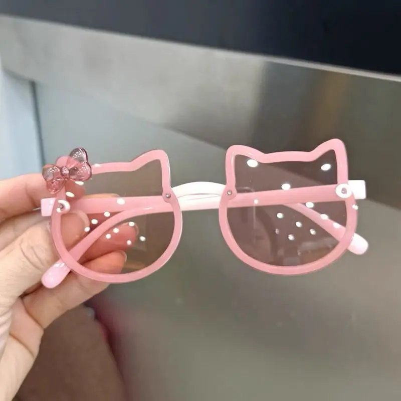 Sommer Kinder Nette Kitty Sonnenbrille Acryl Bogen Outdoor UV Schutz Sonnenbrille Baby Mädchen Klassische Kinder Junge UV400_voghion.com