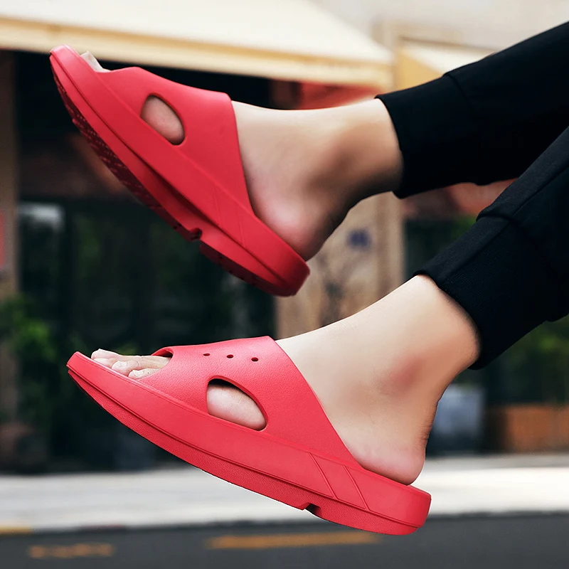 Fashion Men Slides Male Summer Shoes Outside Thick Sole Non-slip Comfortable Home Slippers Outdoor Unisex Massage Shoes Hot Sale