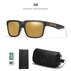 KDEAM Unisex Polarized Square Sunglasses with Zipper Case (C29 mirrored gold)