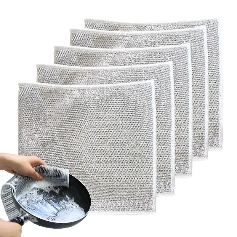 Wire Dish Cloth Kitchen Rags Cleaning Dish Clothes Cleaning Rags Dishwashing Cloths Quick Drying Wire Dish Towels Cleaning tool