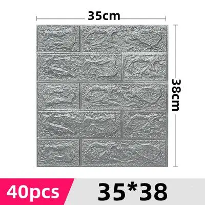 

40Pcs 35x38cm Bedroom Living Room Self-adhesive 3D Wall Stickers Children's Room Wedding Room Background Decoration Wallpaper