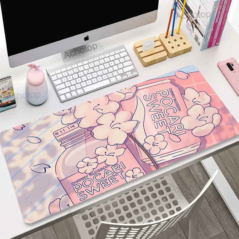 thumbnail image 1 of Alfombrilla de ratón grande de Anime rosa para Gamer, alfombrilla de ratón Kawaii XXL para juegos, alfombrilla de goma para ratón Otaku Borde de bloqueo, alfombrilla de escritorio para ordenador portá, 1 of 5