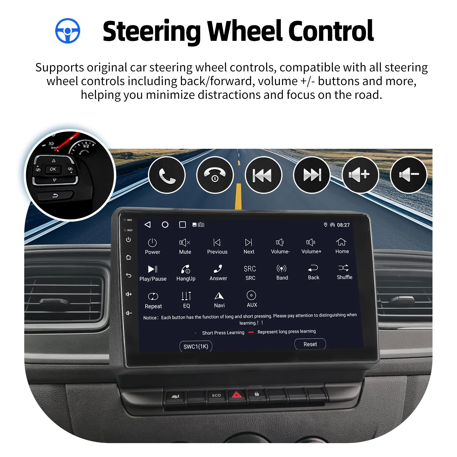 Autoradio ESSGOO Android 15 9 Zoll 4+64G für Renault Master III Opel Movano B Nissan NV400 Drahtloses CarPlay Android Auto GPS Navigation Bluetooth RDS Lenkradsteuerung Mirror Link IPS Touchscreen – Detail 16