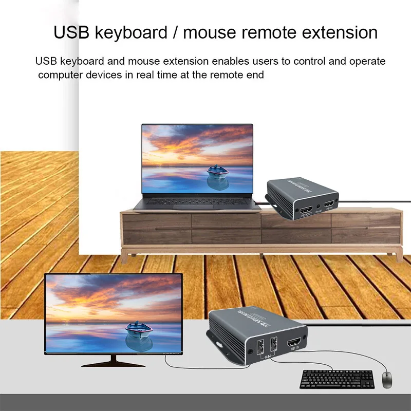 Фото Квм-удлинитель 60 м, более Cat6, 1080P, USB квм-удлинитель Ethernet, передатчик с выходом USB, клавиатура, мышь для Dahua Haikang NVR №3