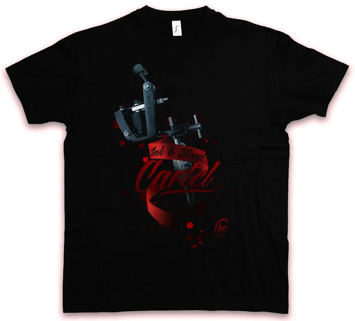 Ink & Blood Cartel Hc Hate Couture T-Shirt Tattoo Gun Machine Artist Skull Shirt