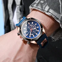 1PC Men's Fashion Watch Casual Silicone Strap Quartz Watch Sports Style Calendar Watch 2
