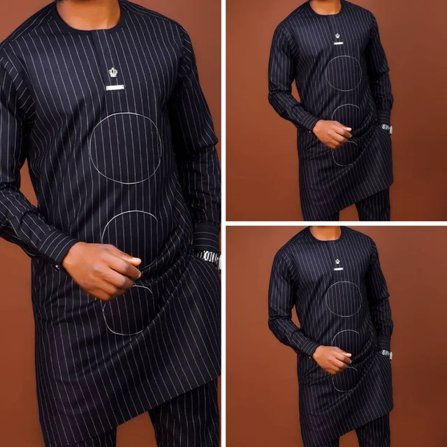 Seyi Striped Dashiki Long Sleeve Shirt and Pant