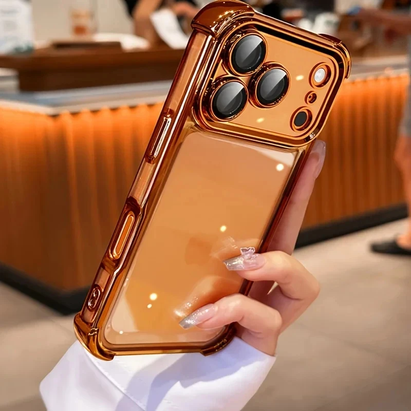 Deluxe Transparent Shockproof Phone Case with Lens Protector and Soft Bumper