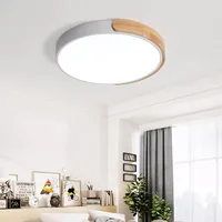 Plafonnier Led chambre led plafonnier salon chambre d'enfants luminaire de cuisine lumière ronde en bois Macaron lustre moderne 2